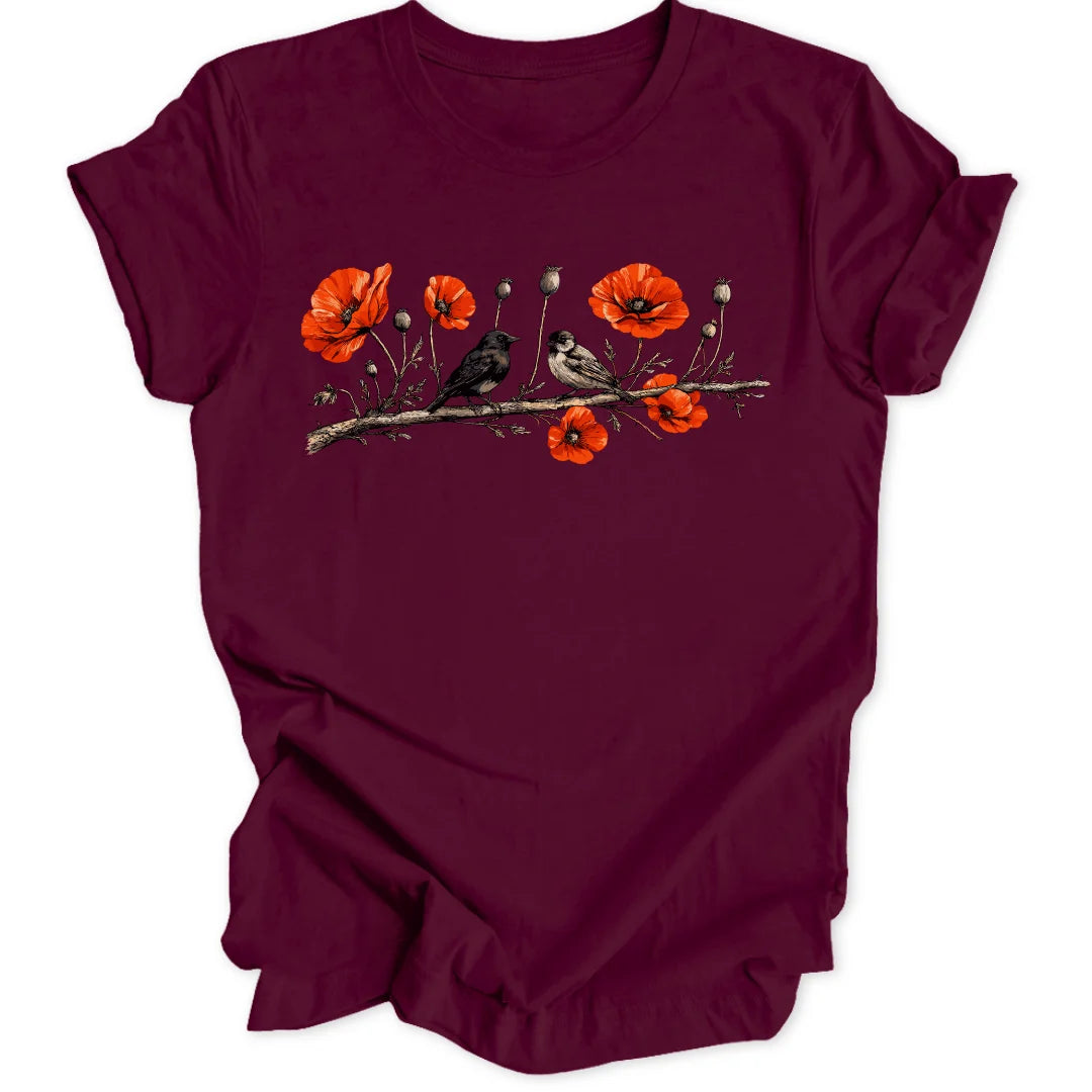 Poppy Birds - Maroon