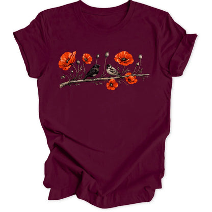Poppy Birds - Maroon