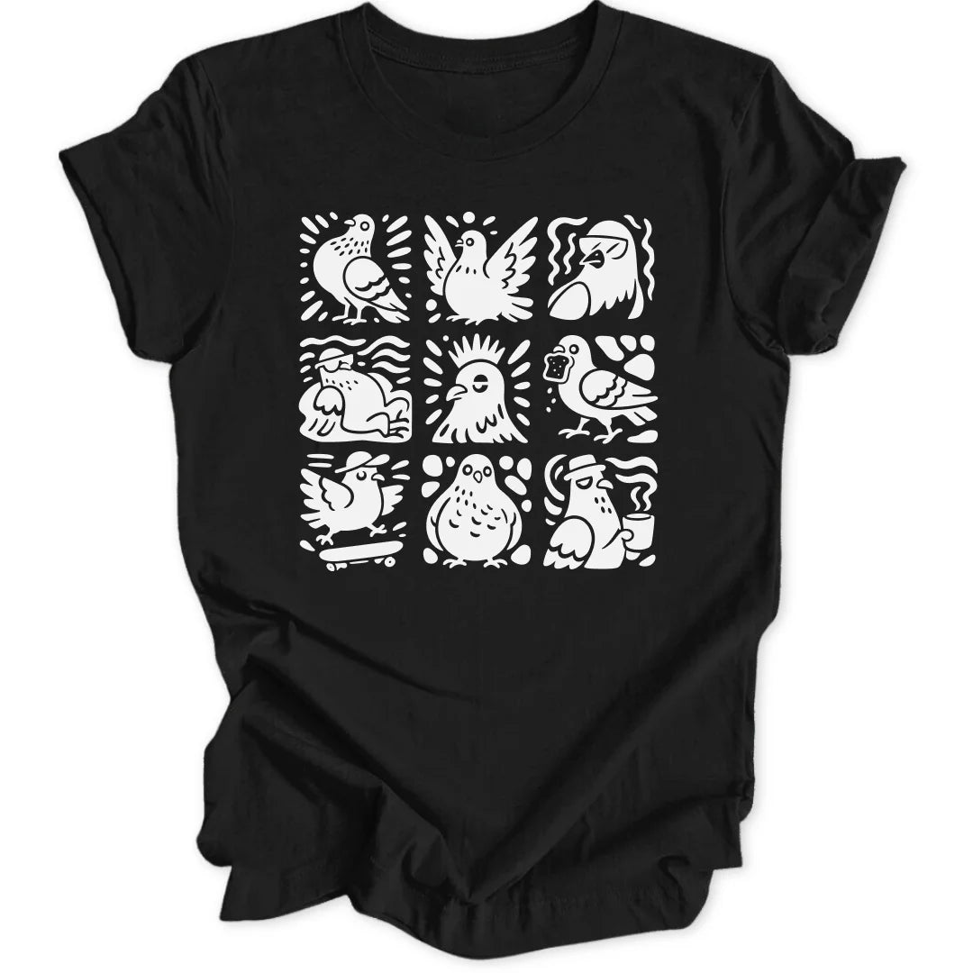 Pigeon Doodle Grid - Black