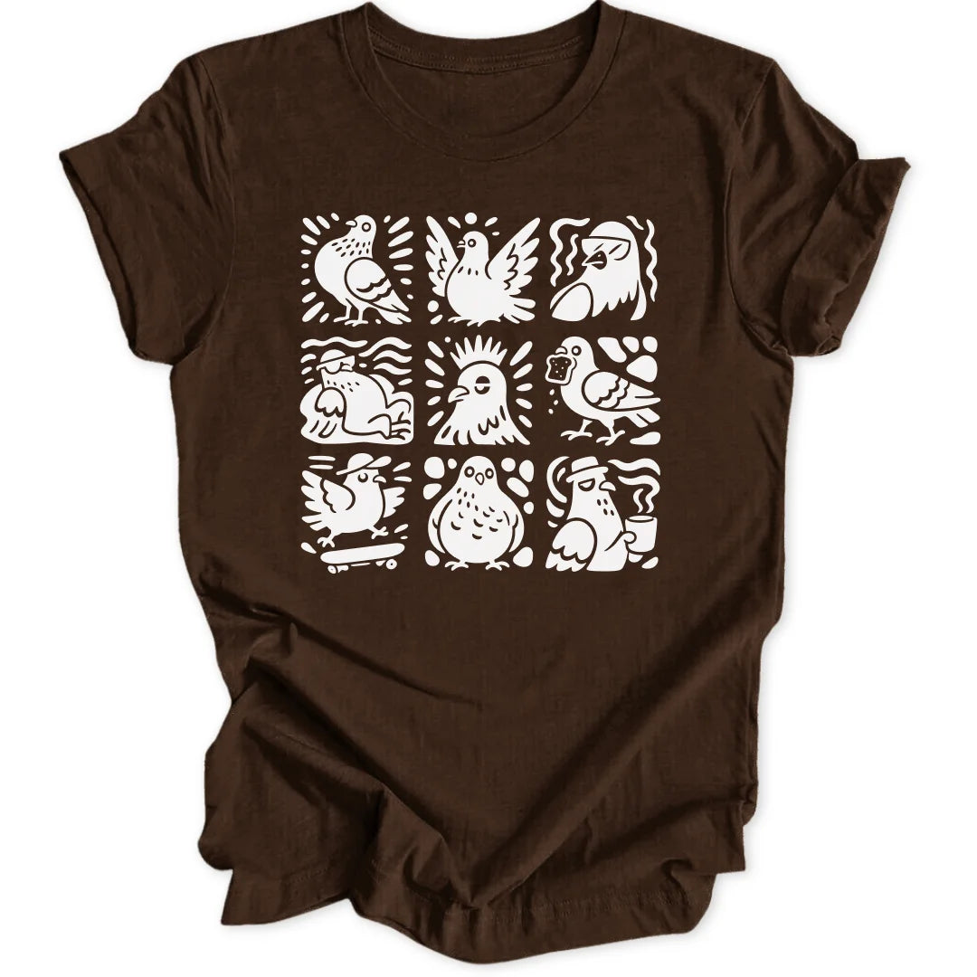 Pigeon Doodle Grid - Dark Chocolate