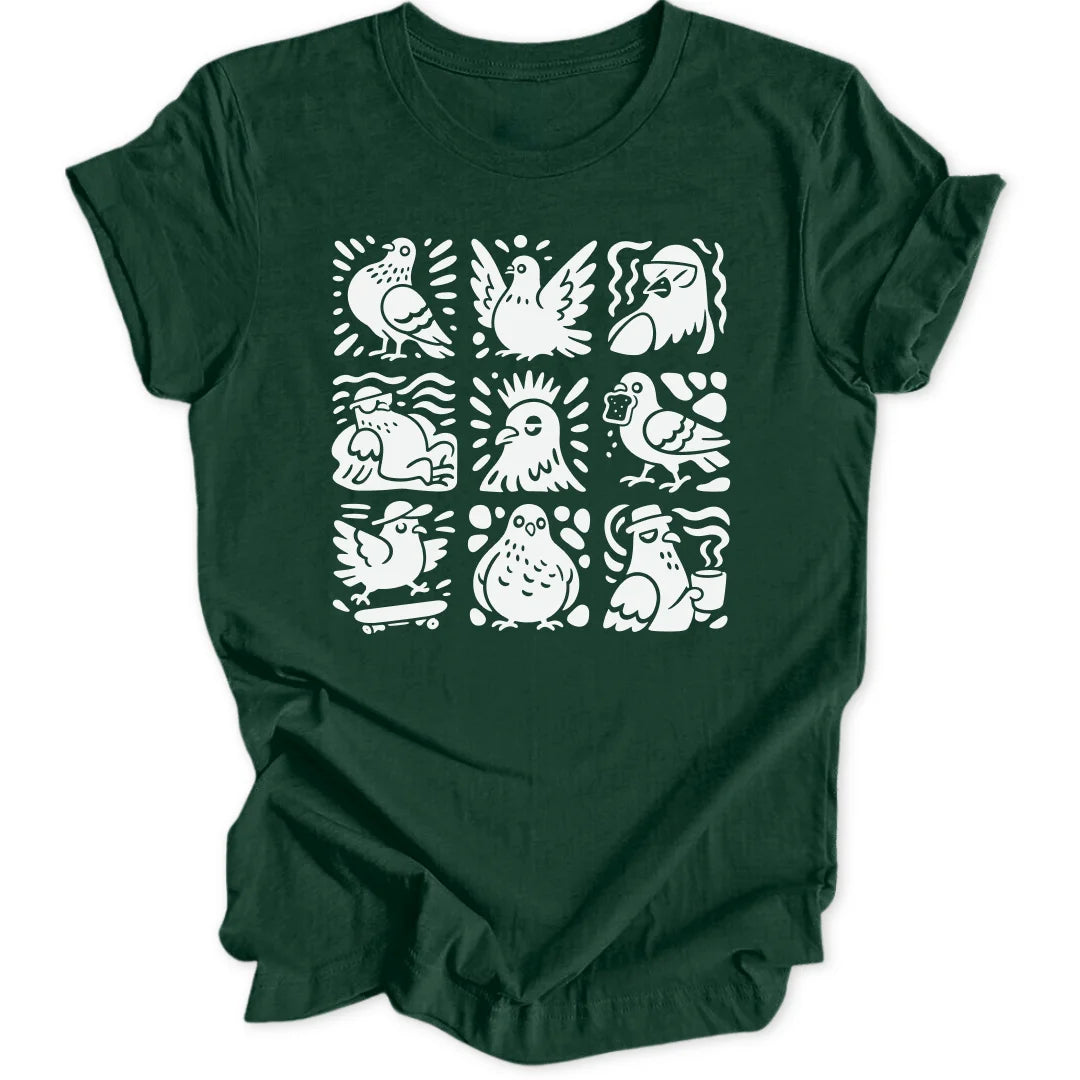 Pigeon Doodle Grid - Forest Green