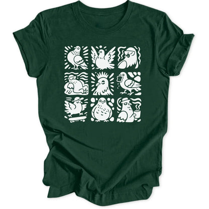 Pigeon Doodle Grid - Forest Green