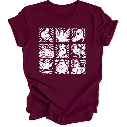Pigeon Doodle Grid - Maroon
