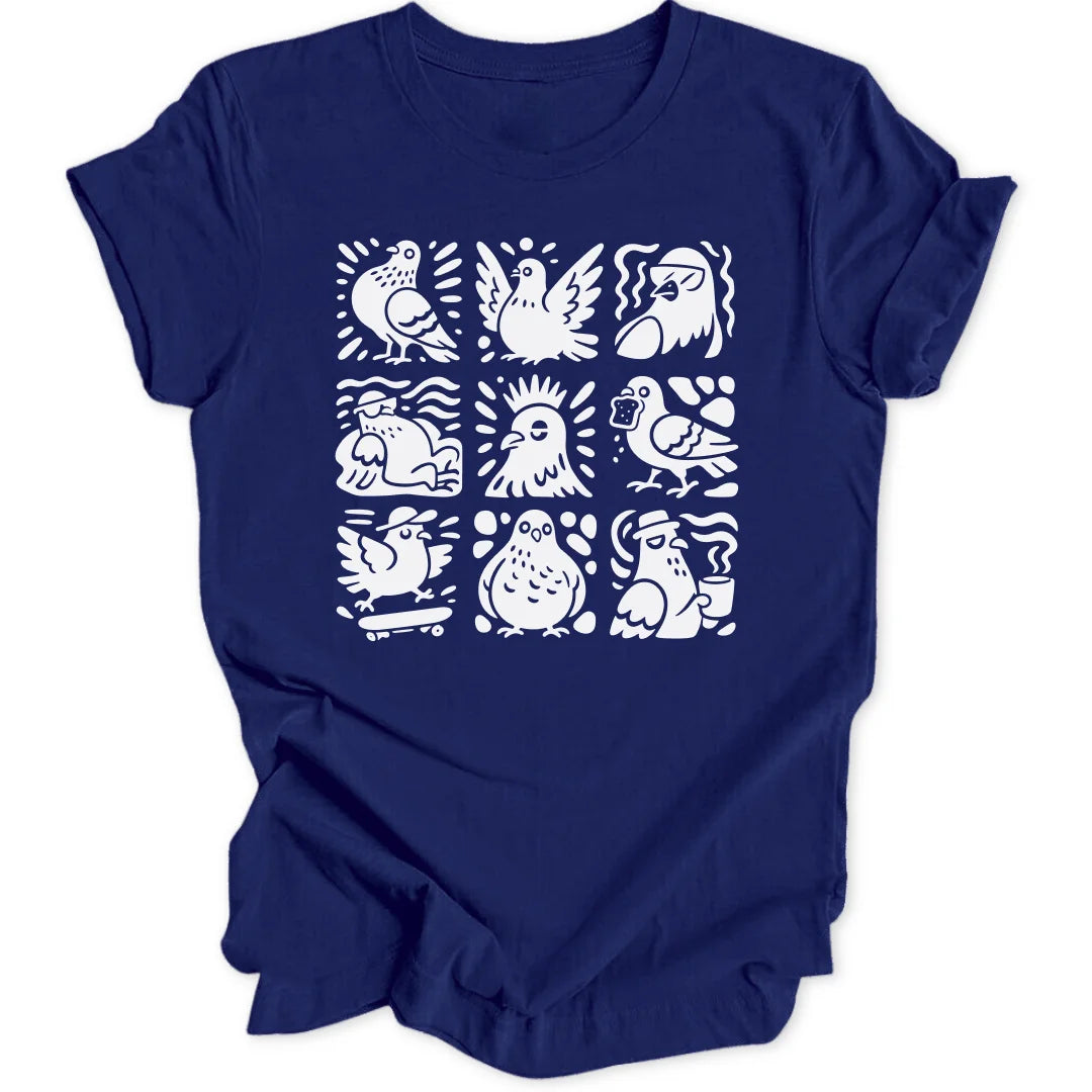 Pigeon Doodle Grid - Navy