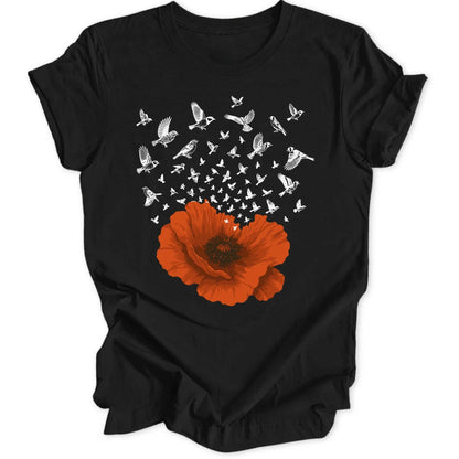 Birds in a Poppy - Black