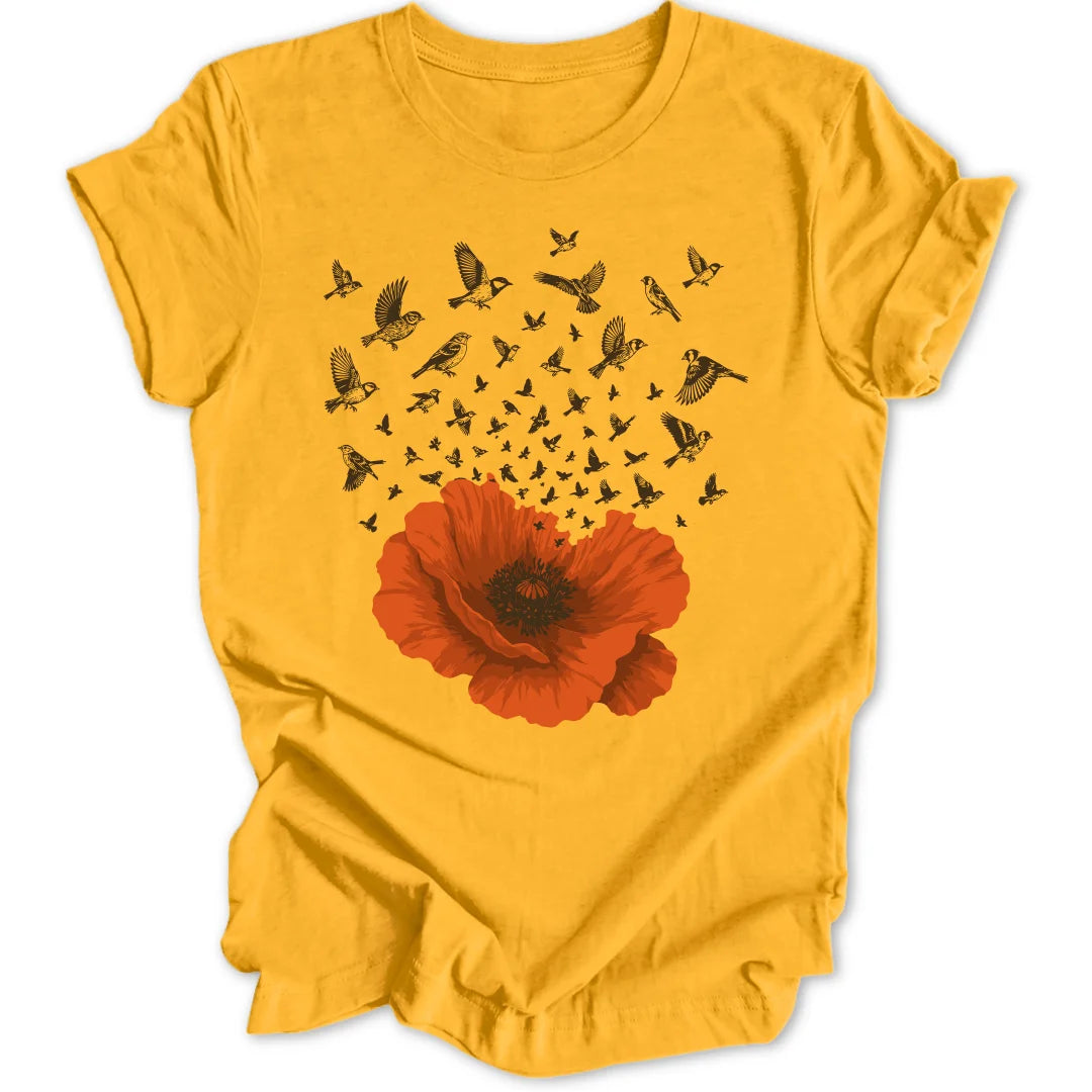 Birds in a Poppy - Gold