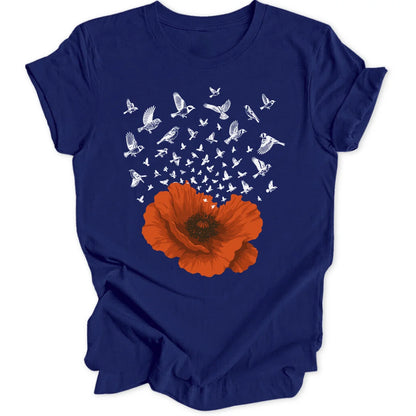 Birds in a Poppy - Navy
