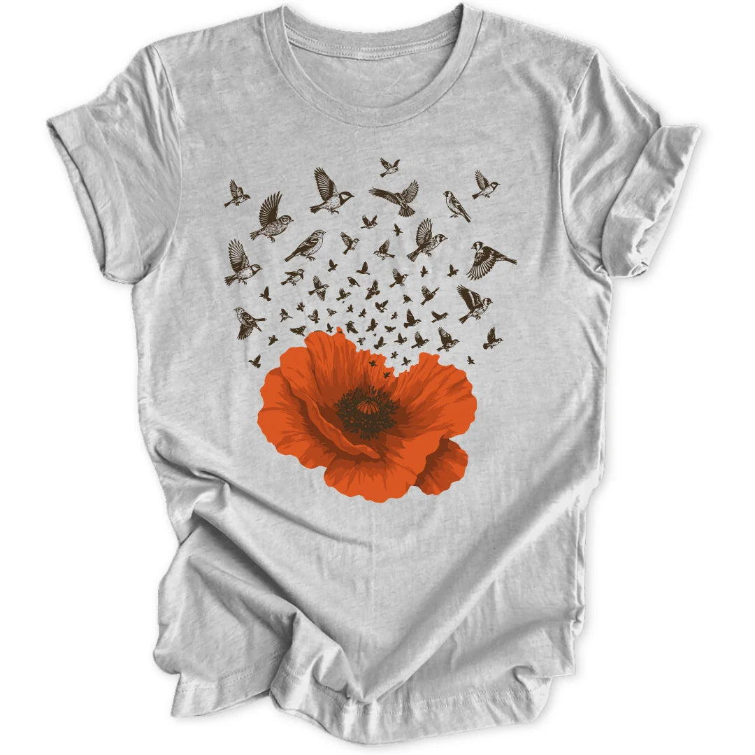 Birds in a Poppy - Sport Grey