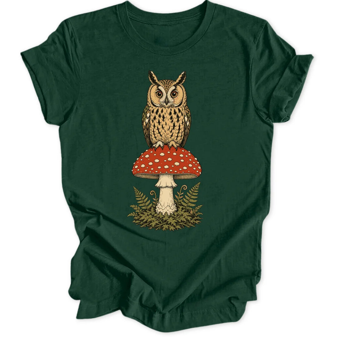 Owl on a Shroom - Forest Green