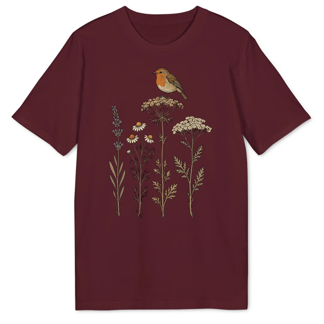 Wildflower Robin - Burgundy