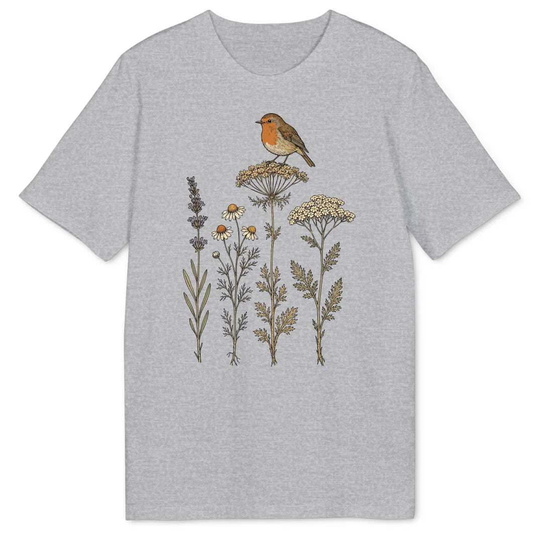 Wildflower Robin - Heather Grey