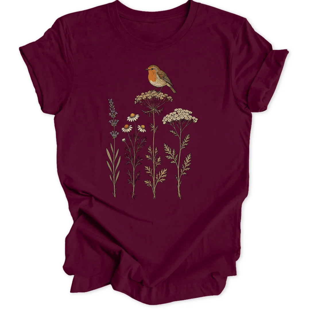 Wildflower Robin - Maroon