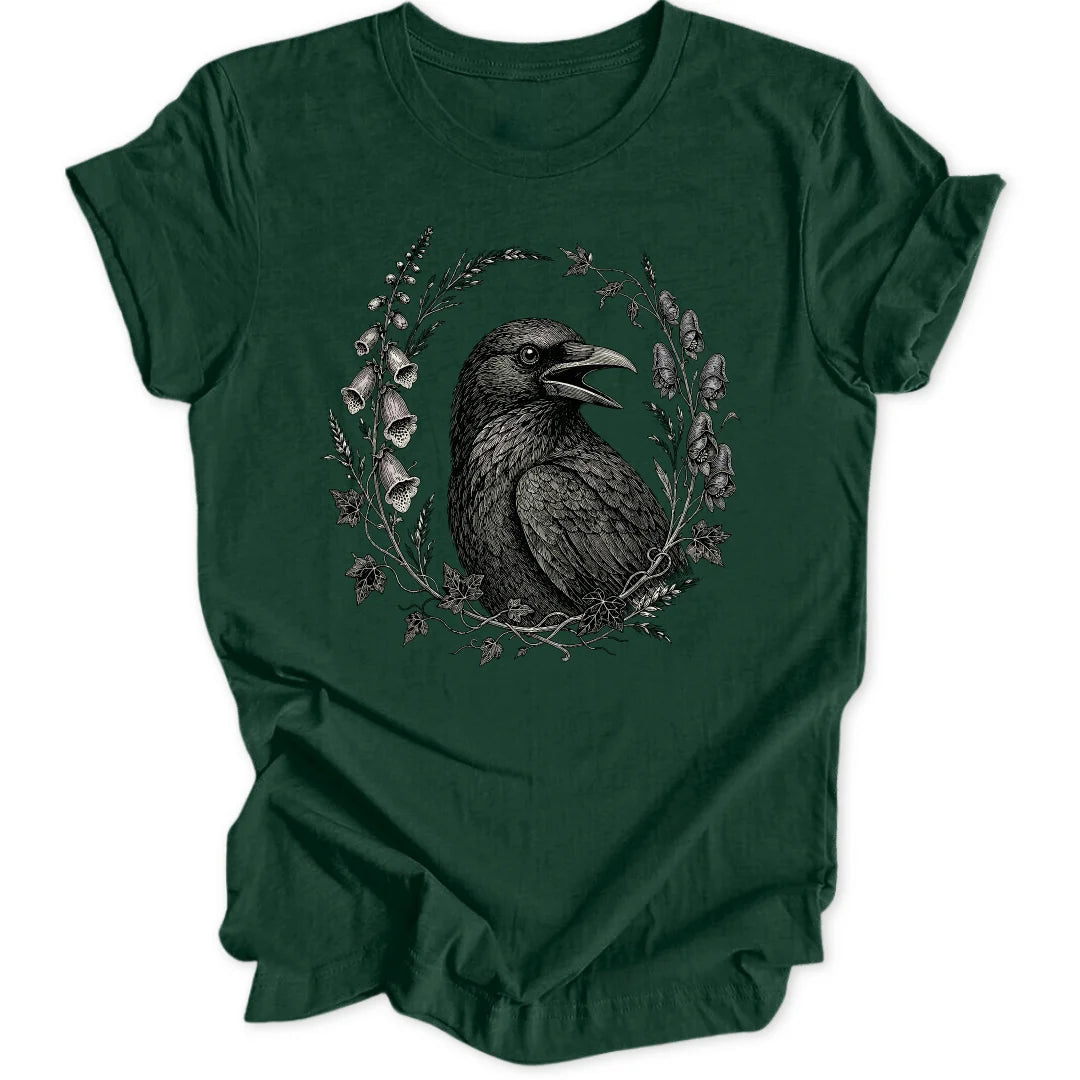 Floral Raven - Forest Green