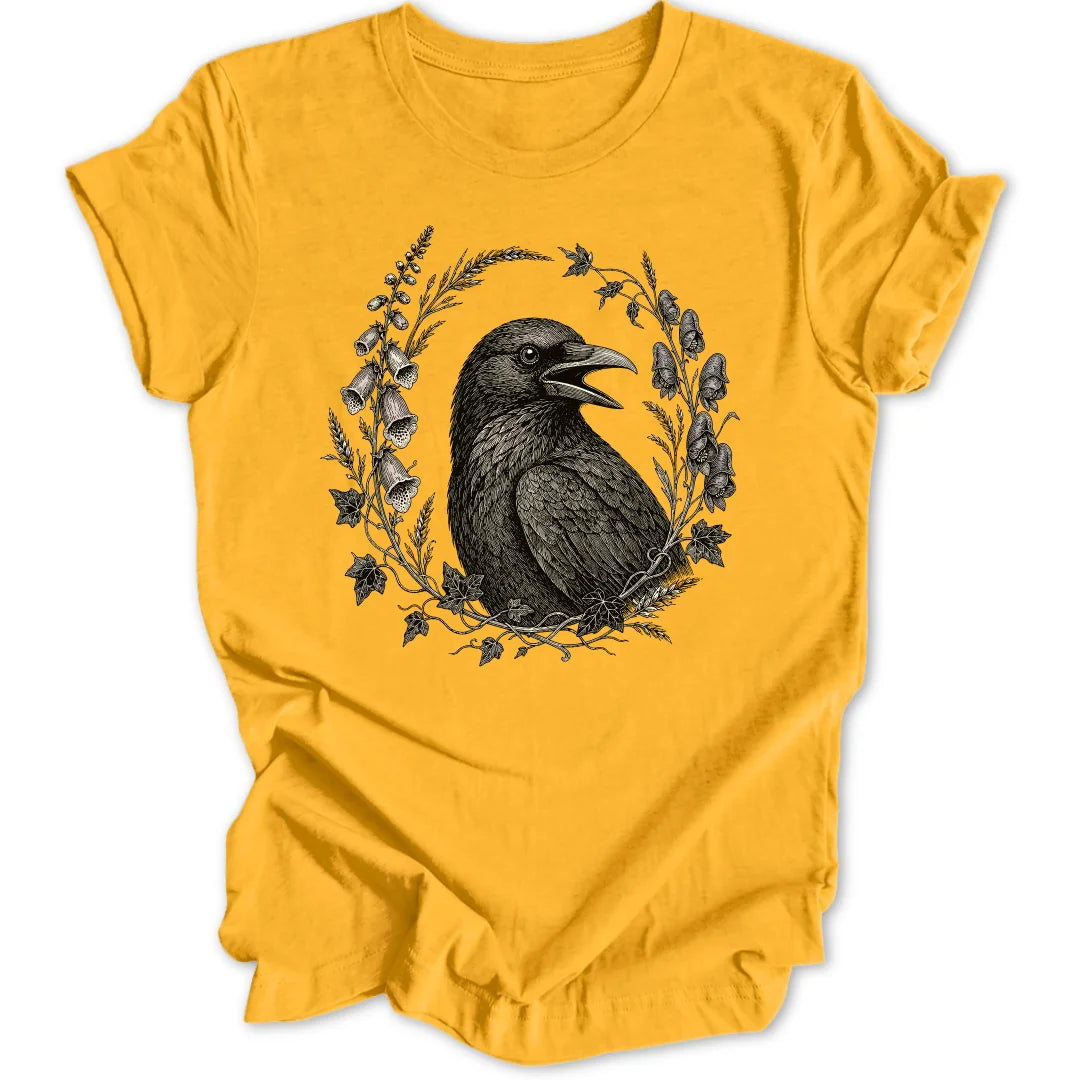 Floral Raven - Gold