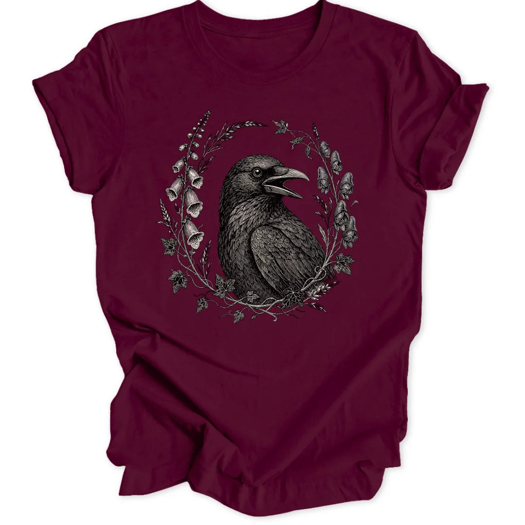 Floral Raven - Maroon