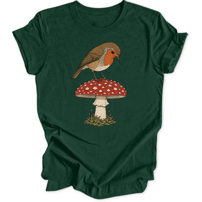 Robin on a Shroom - Forest Green