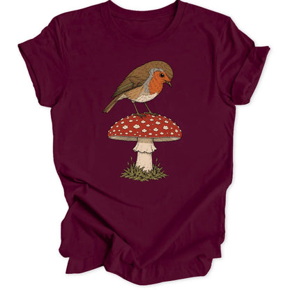 Robin on a Shroom - Maroon