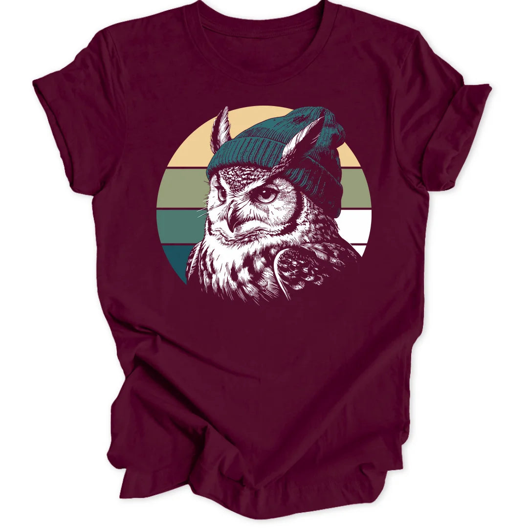 Retro Owl - Maroon