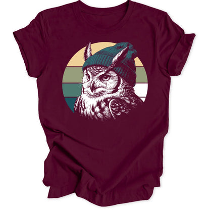 Retro Owl - Maroon