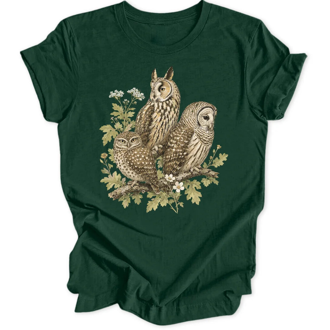 Owl Trio - Forest Green