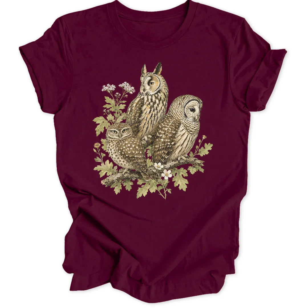 Owl Trio - Maroon