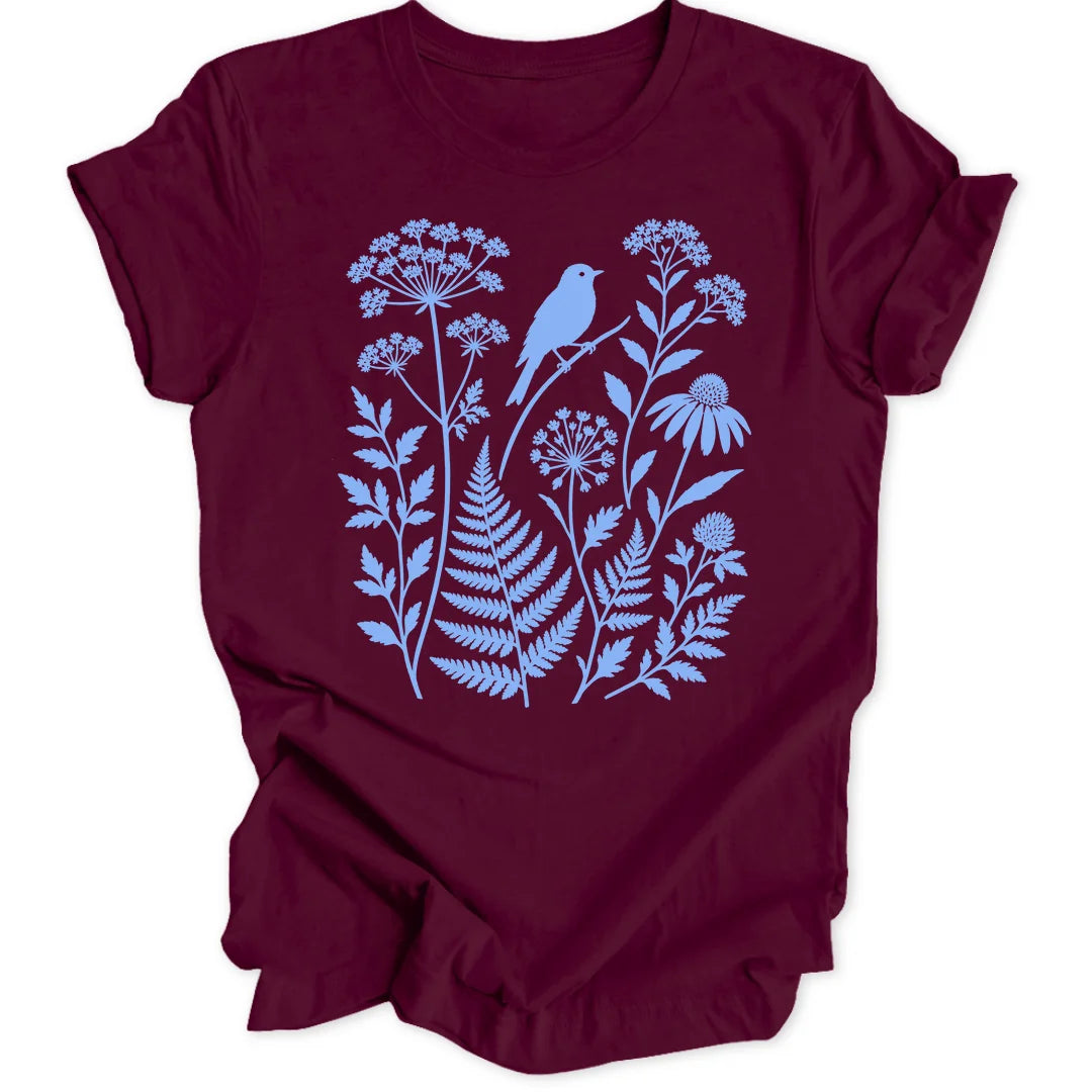 Cyanotype Birds - Maroon