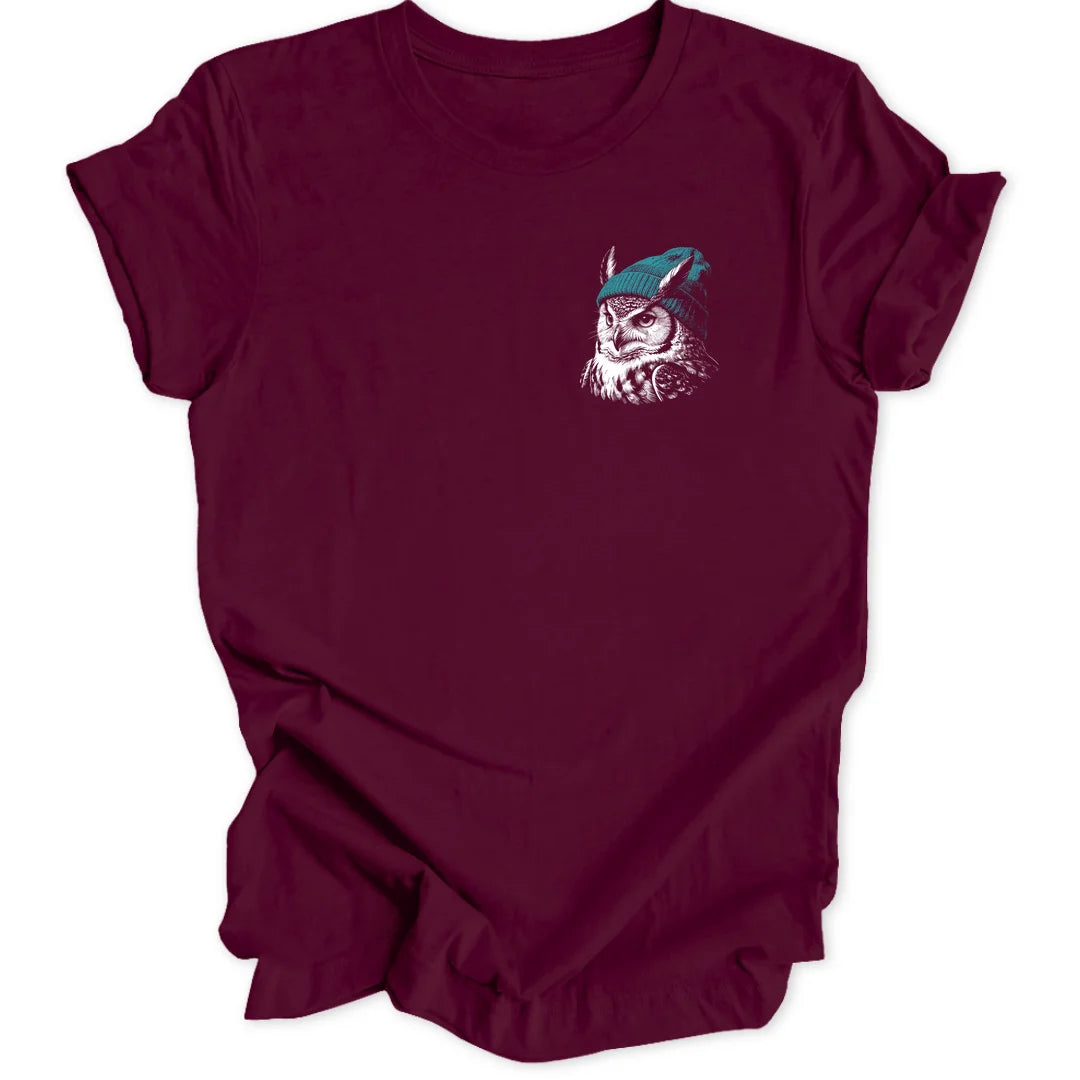 Beanie Owl Mini-Print - Maroon