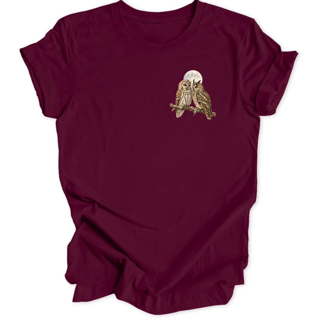 Moon Owls Mini-Print - Maroon