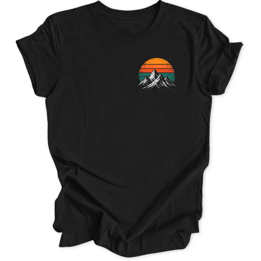 Retro Mountain Sunset Mini-Print - Black