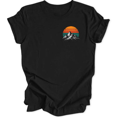 Retro Mountain Sunset Mini-Print - Black