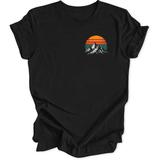 Retro Mountain Sunset Mini-Print - Black