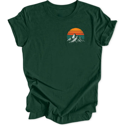 Retro Mountain Sunset Mini-Print - Forest Green