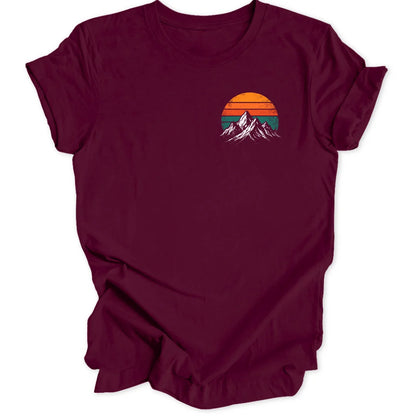 Retro Mountain Sunset Mini-Print - Maroon