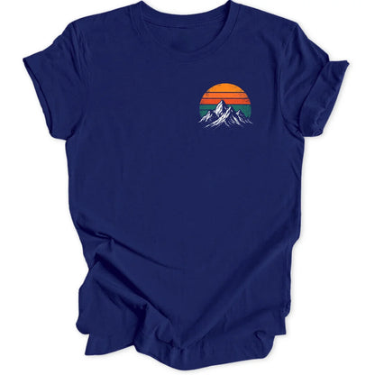 Retro Mountain Sunset Mini-Print - Navy