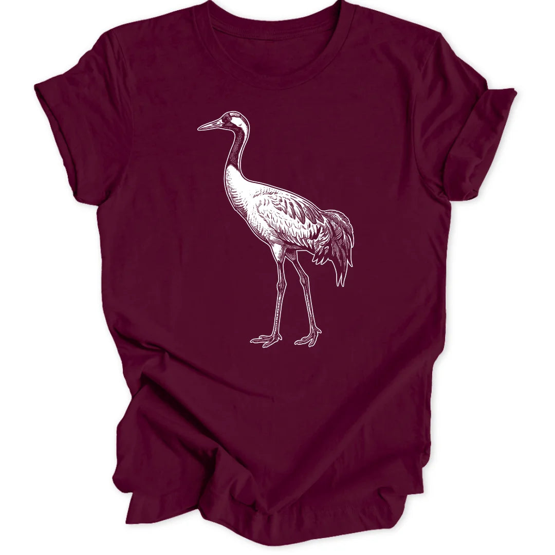 Crane Engraving - Maroon