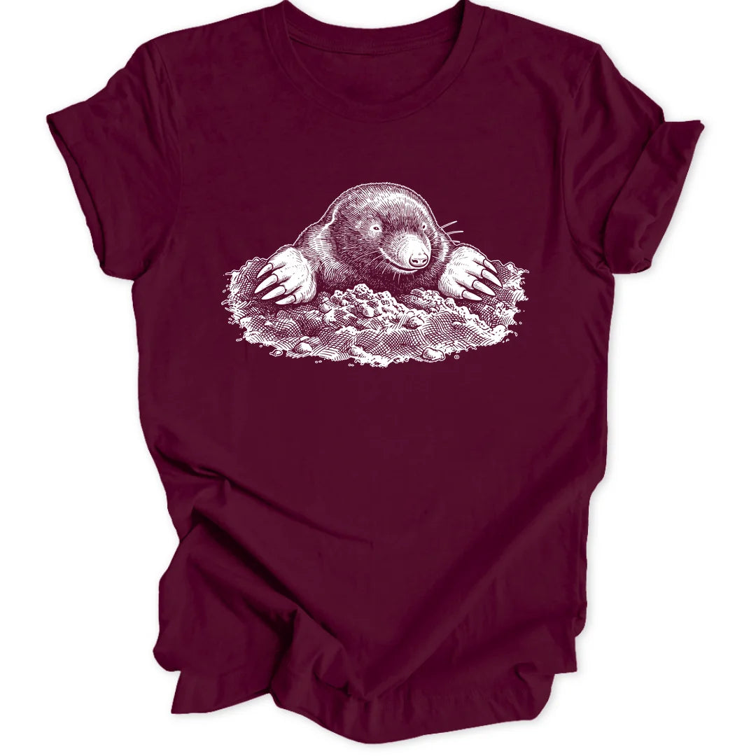 Maulwurf Woodcut - Maroon