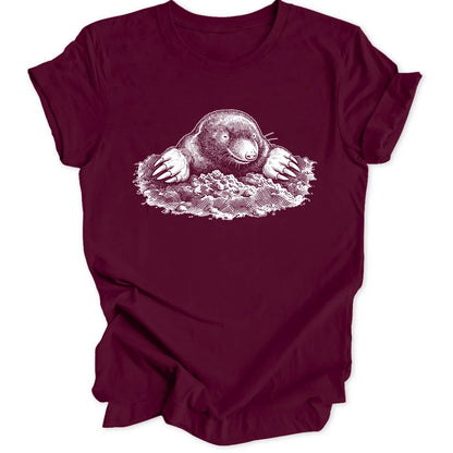 Maulwurf Woodcut - Maroon