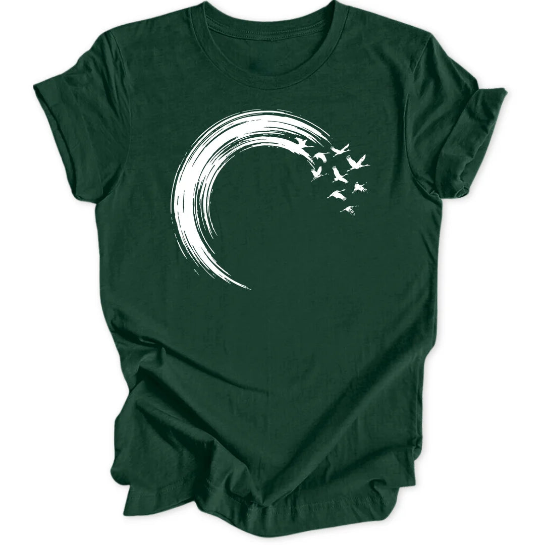 Brushstroke Cranes - Forest Green
