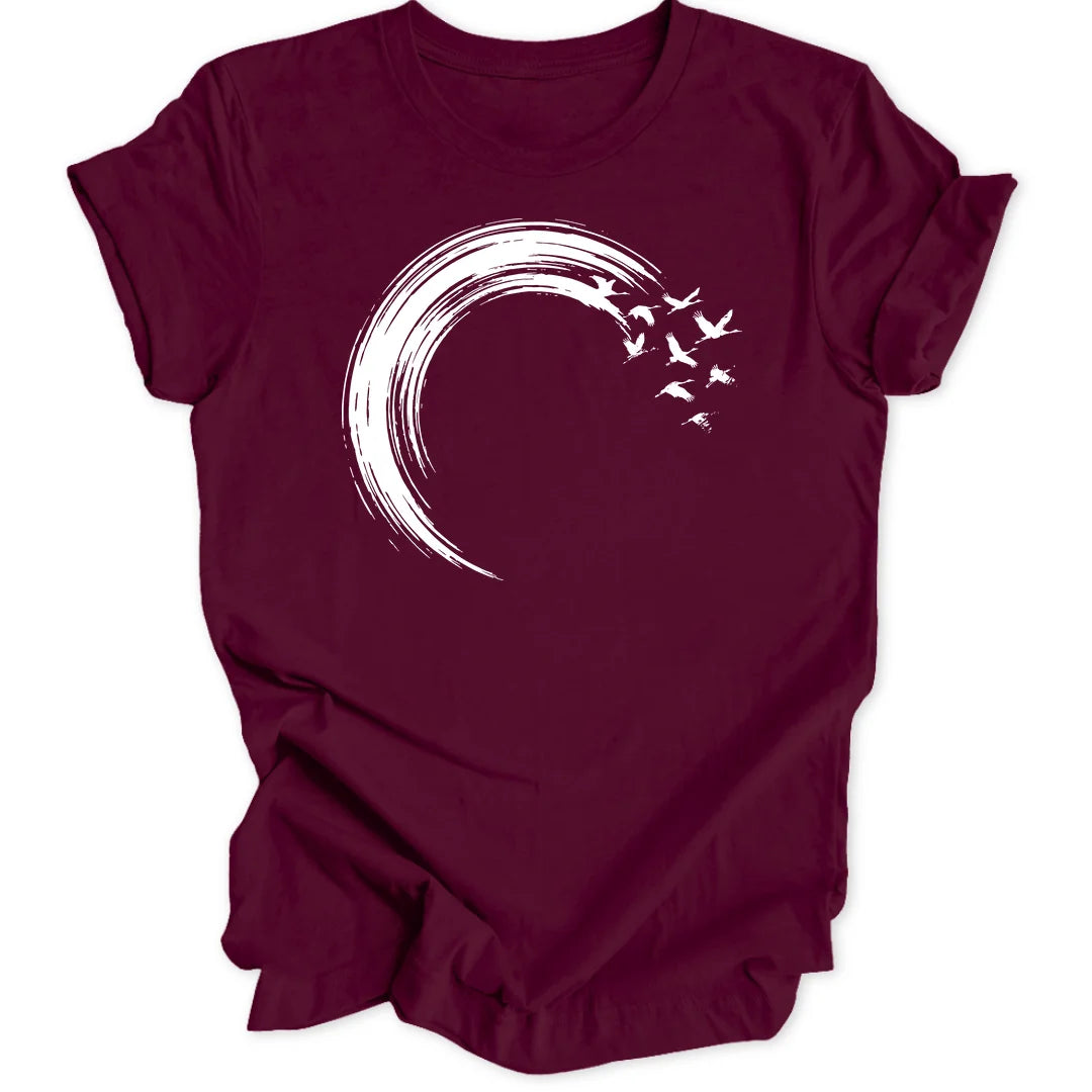 Brushstroke Cranes - Maroon