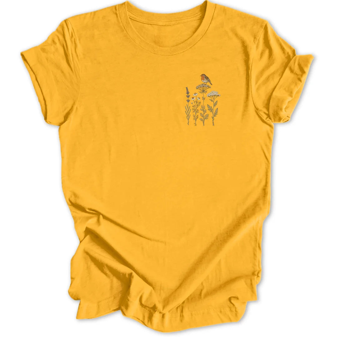 Wildflower Robin Mini-Print - Gold