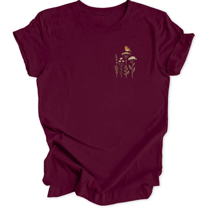 Wildflower Robin Mini-Print - Maroon