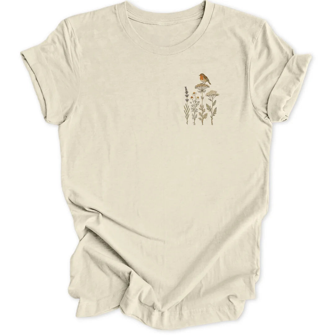 Wildflower Robin Mini-Print - Natural