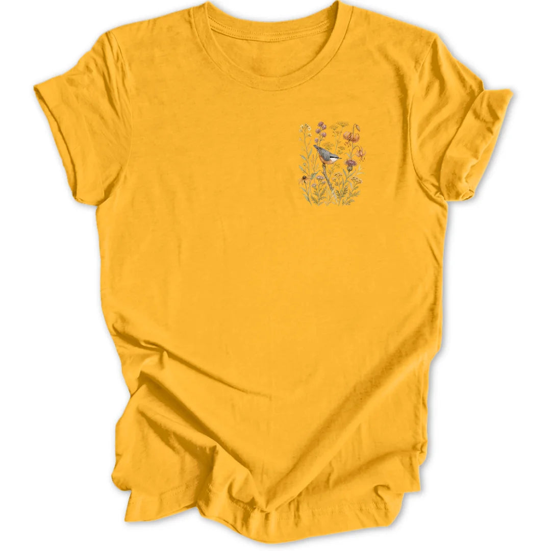 Nuthatch Stems Mini-Print - Gold