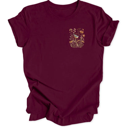 Nuthatch Stems Mini-Print - Maroon