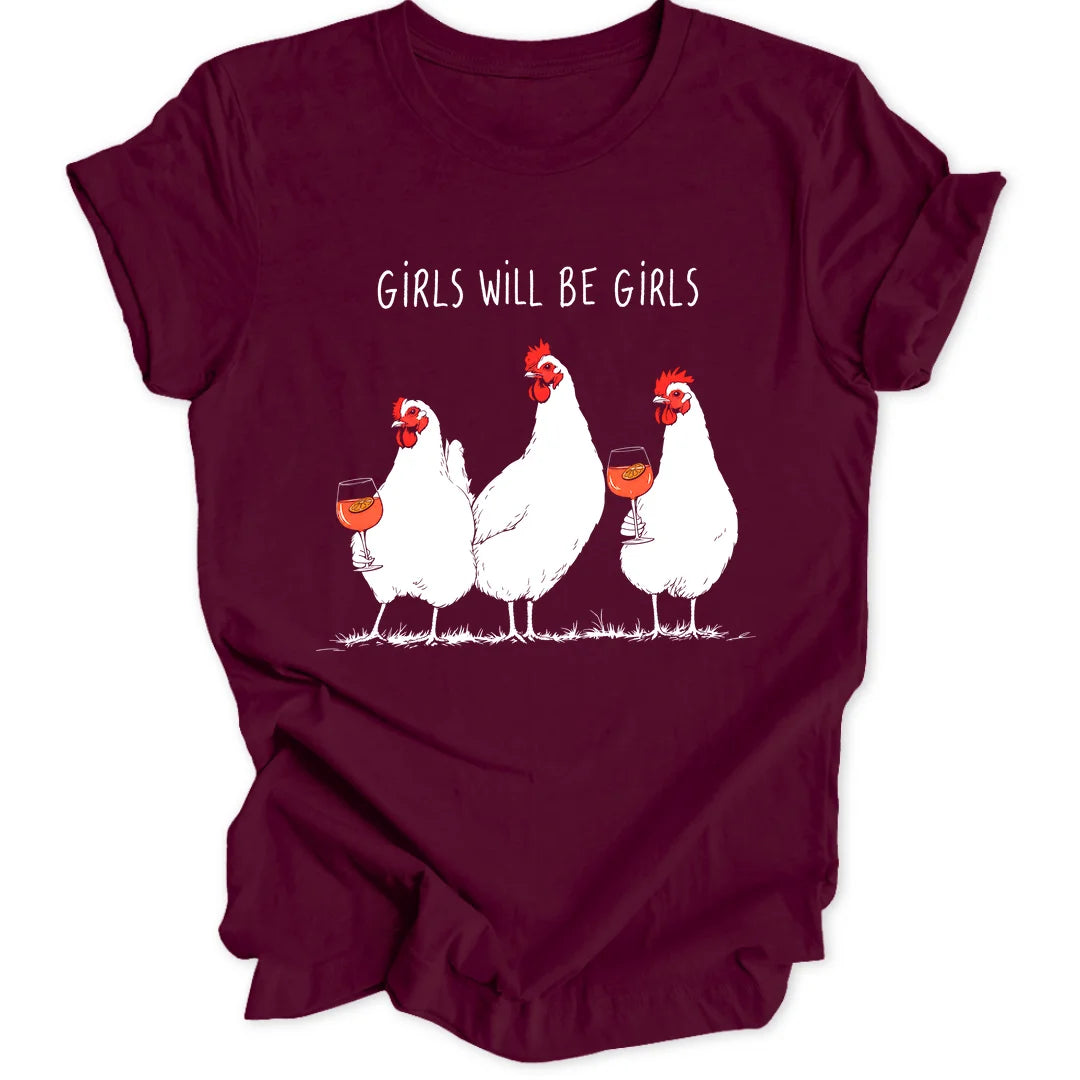 Girls Chickens - Maroon