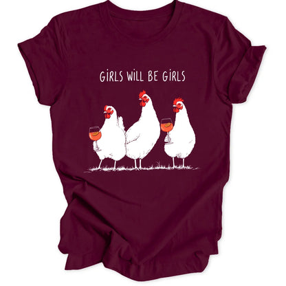 Girls Chickens - Maroon