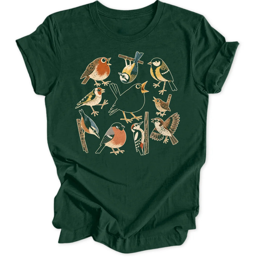 Retro Birds - Forest Green