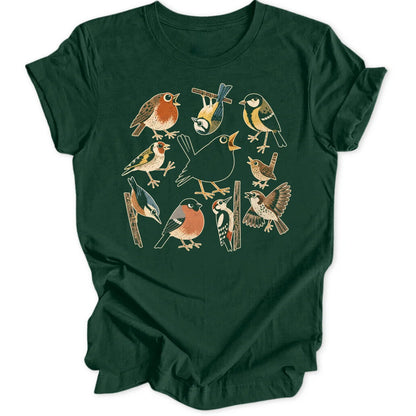 Retro Birds - Forest Green