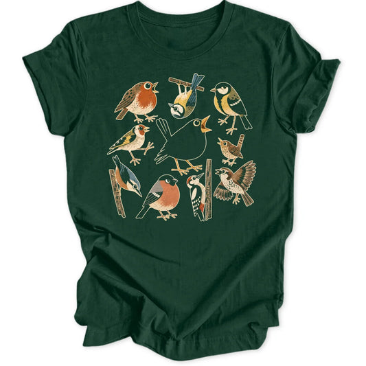 Retro Birds - Forest Green
