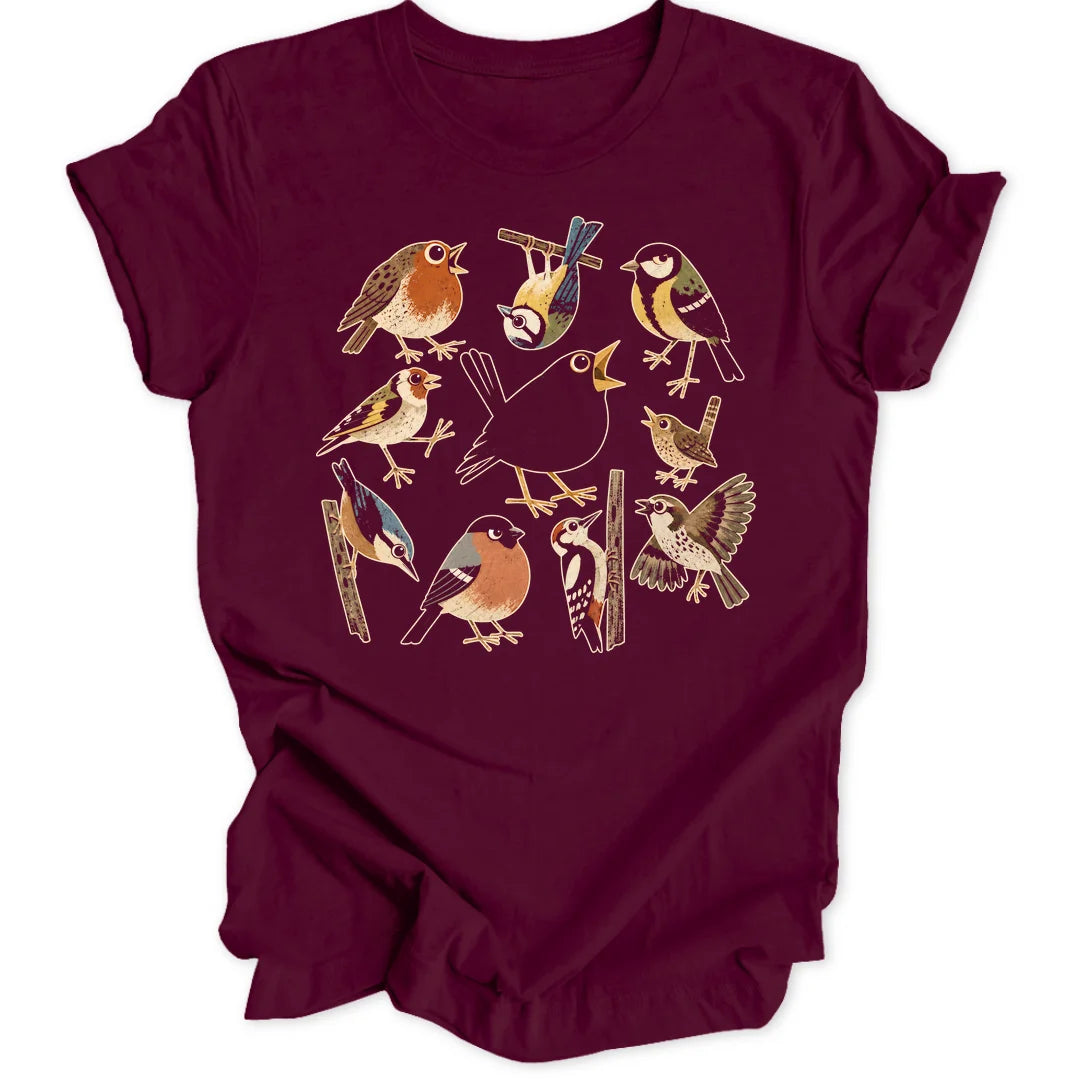 Retro Birds - Maroon